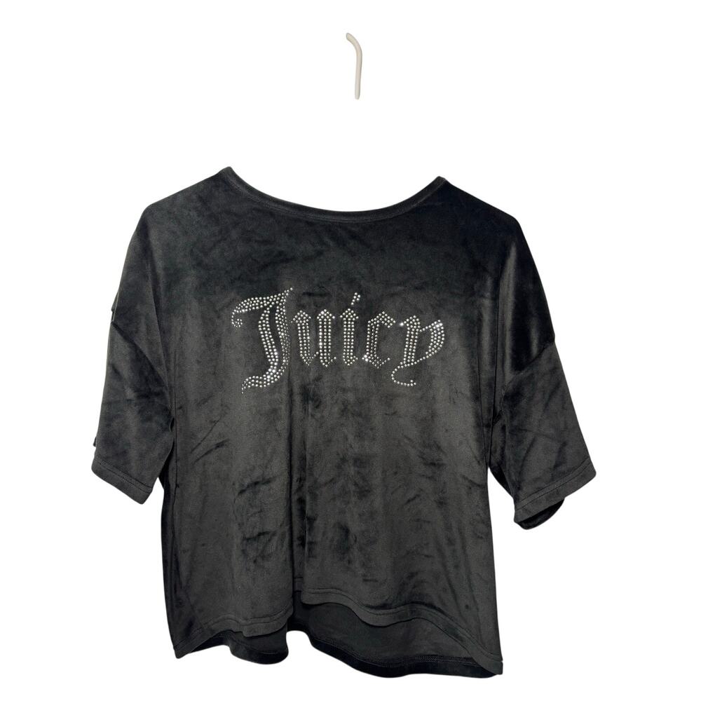 Juicy Couture Black Velour Rhinestone Sleepwear Top Size L